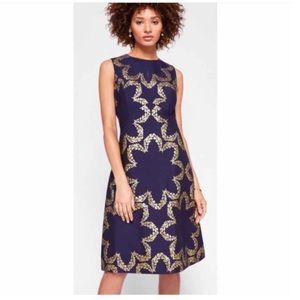 Ted Baker Navy/Gold Geo Kyoto Midi Dress 1